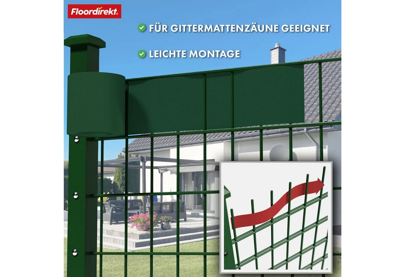 casa pura PVC-Sichtschutzstreifen für Gittermatten-Zäune Grün - Bild 4