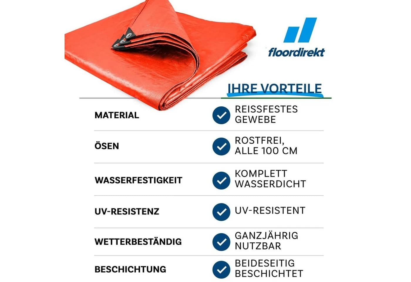 casa pura Schutzplane Reißfest 80 g/m² Orange Wasserdicht - Bild 3