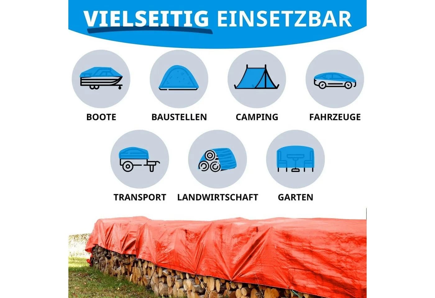 casa pura Schutzplane Reißfest 80 g/m² Orange Wasserdicht - Bild 5