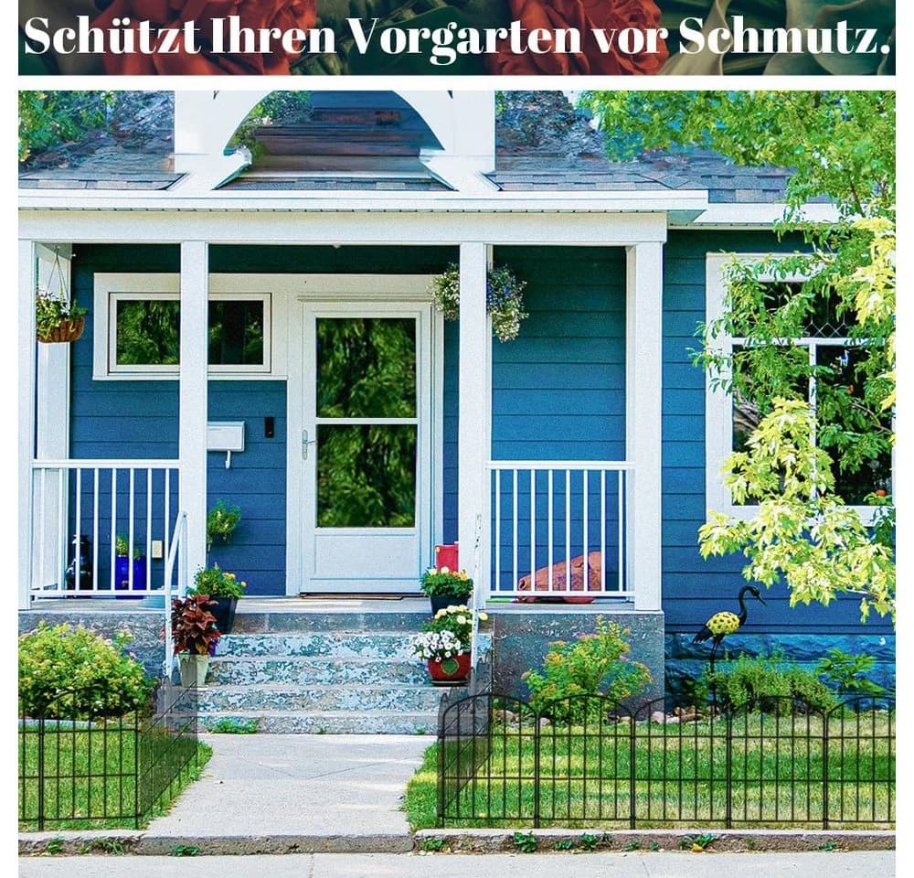 V2Aox Gartenzaun Steckzaun 10 Elemente 43cm Schwarz - Bild 5
