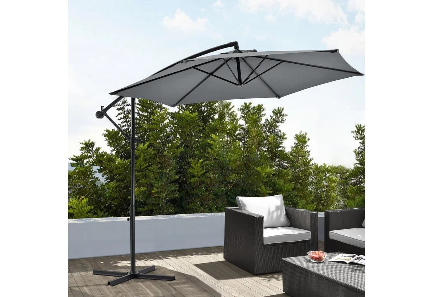 casa.pro Ampelschirm Budva Grau 270cm mit Ständer - Bild 2