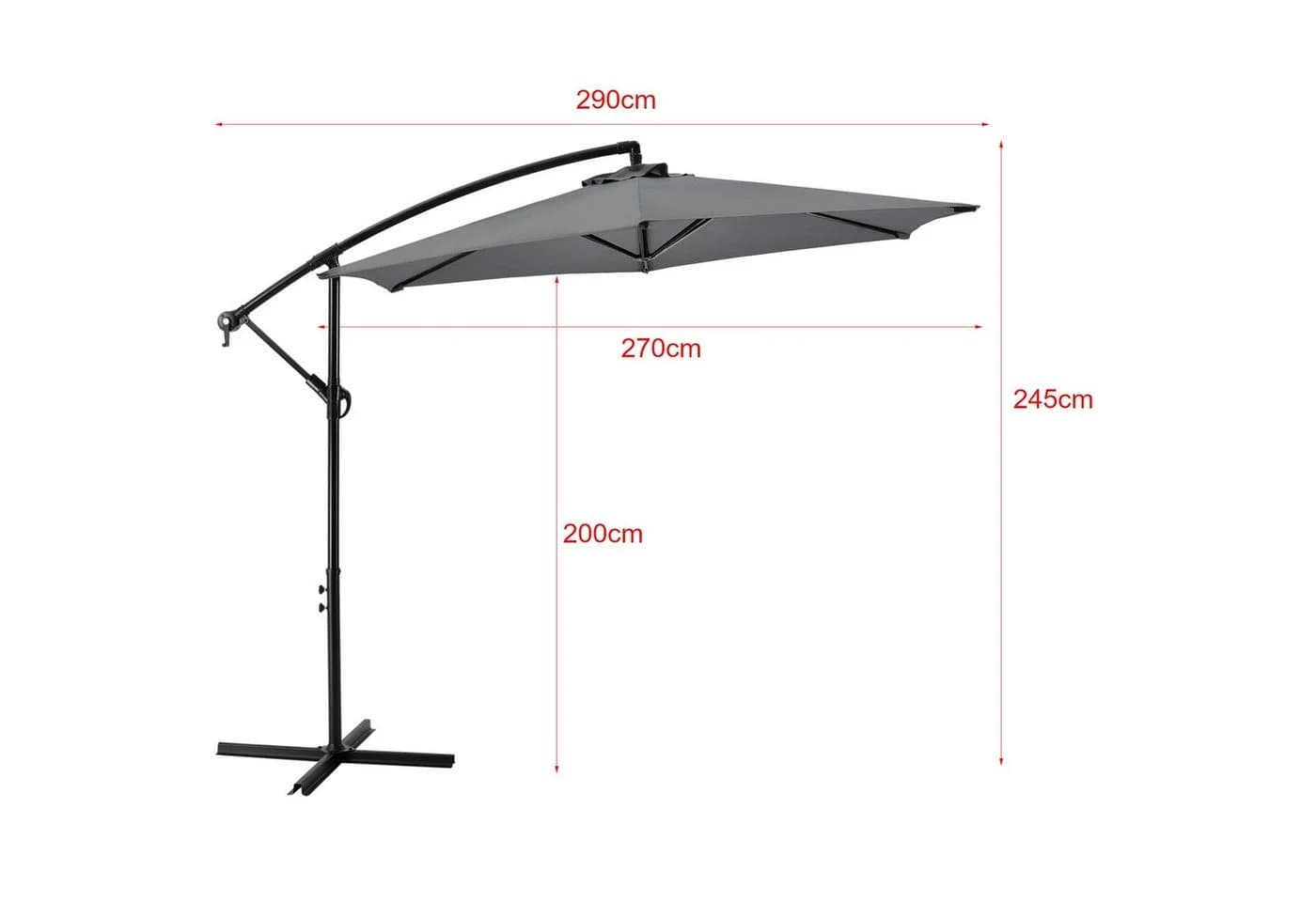 casa.pro Ampelschirm Budva Grau 270cm mit Ständer - Bild 3