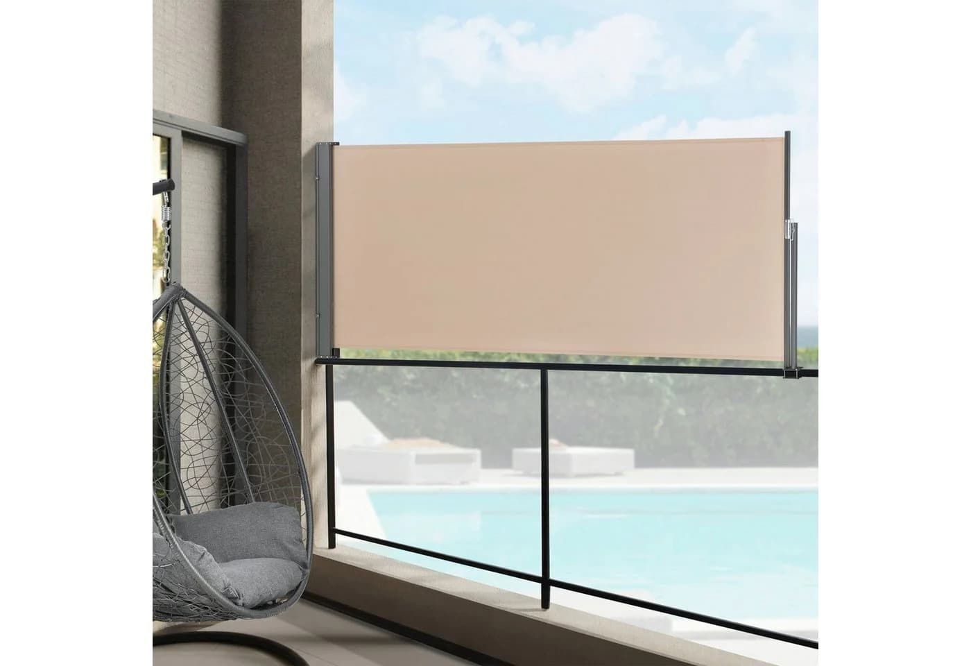 pro.tec Seitenmarkise Arrentela Sichtschutz Beige Anthrazit