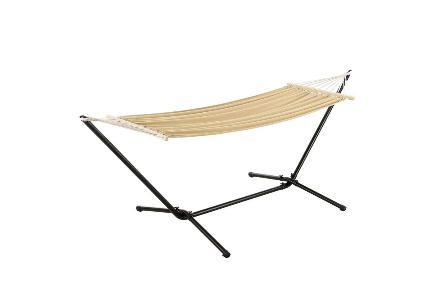 en.casa Hängematte mit Gestell Beige Schwarz