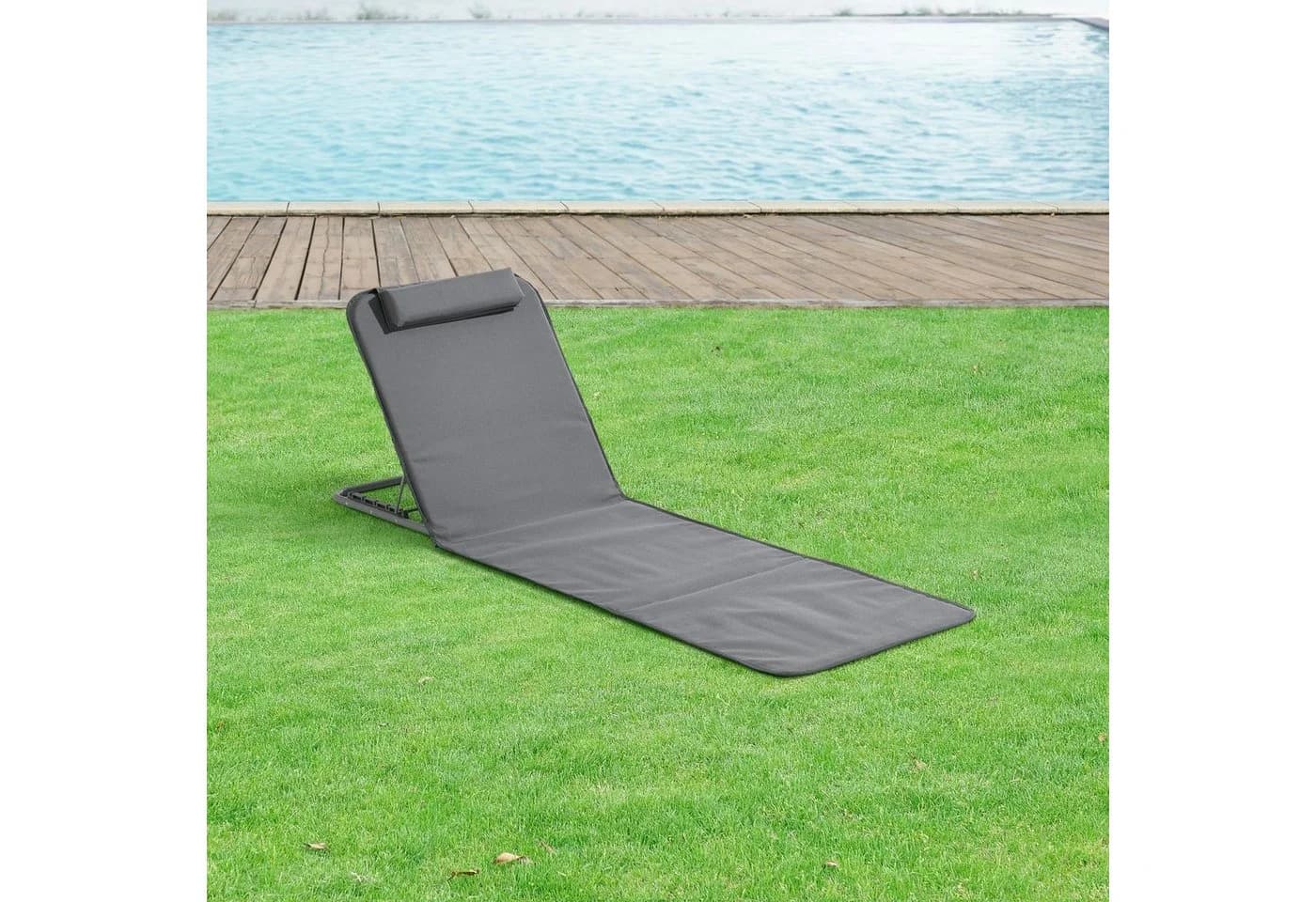 en.casa Gartenliege 2er Set »Donostia« Klappbar Dunkelgrau