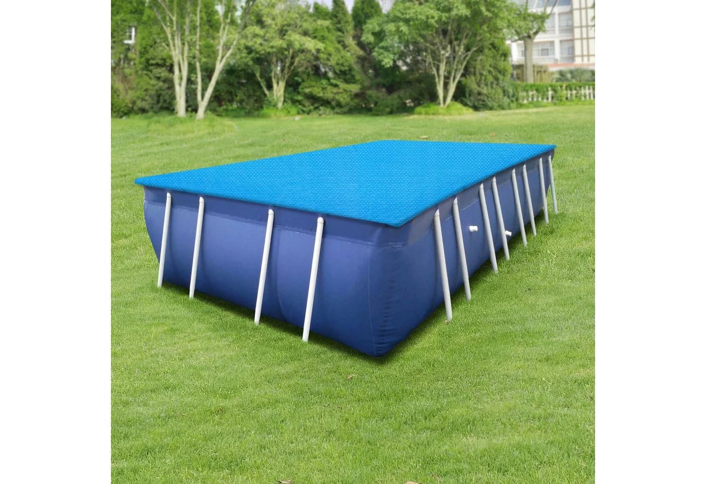 en.casa Solar Poolabdeckung Blau PE-Folie mit Luftkammern