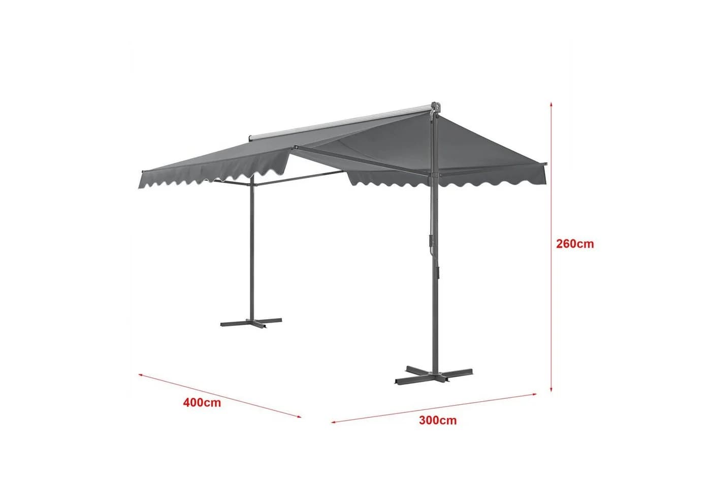 pro.tec Standmarkise Selenizza freistehende Markise 400x300x260cm Dunkelgrau - Bild 3