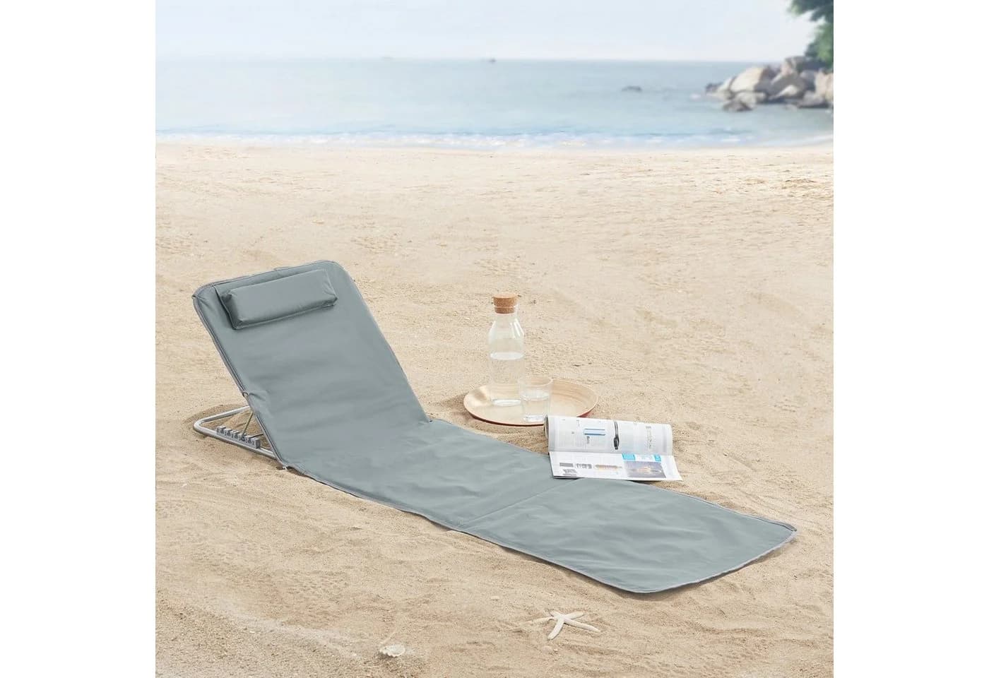 en.casa Gartenliege Set 2 St. Cellorigo Strandmatte Dunkelgrau