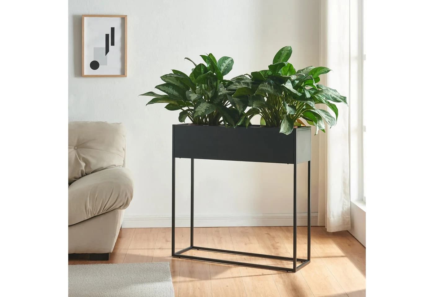 en.casa Blumenkasten Joensuu Stahl Schwarz Pflanzständer