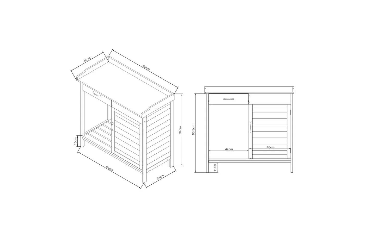 casa.pro Pflanztisch Aliano mit Stauraum und Stahlplatte - Bild 4