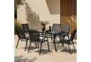 casa.pro Garten-Essgruppe 7-tlg. Aradeo Schwarz mit Glasplatte Bild 4