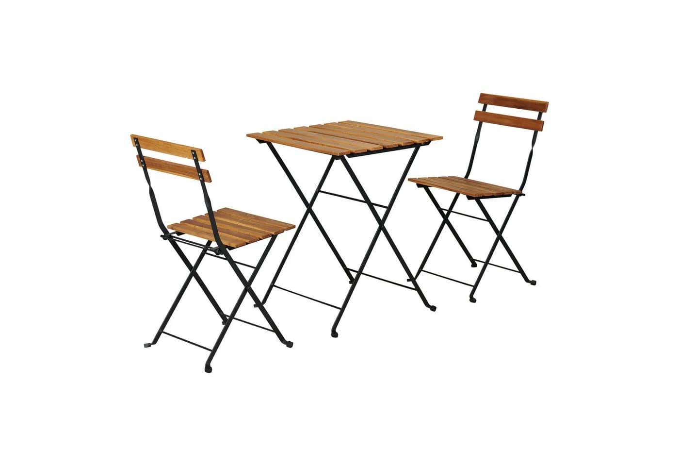 casa.pro Balkonset 3-tlg. Bistroset Akazienholz Stahl Schwarz - Bild 2