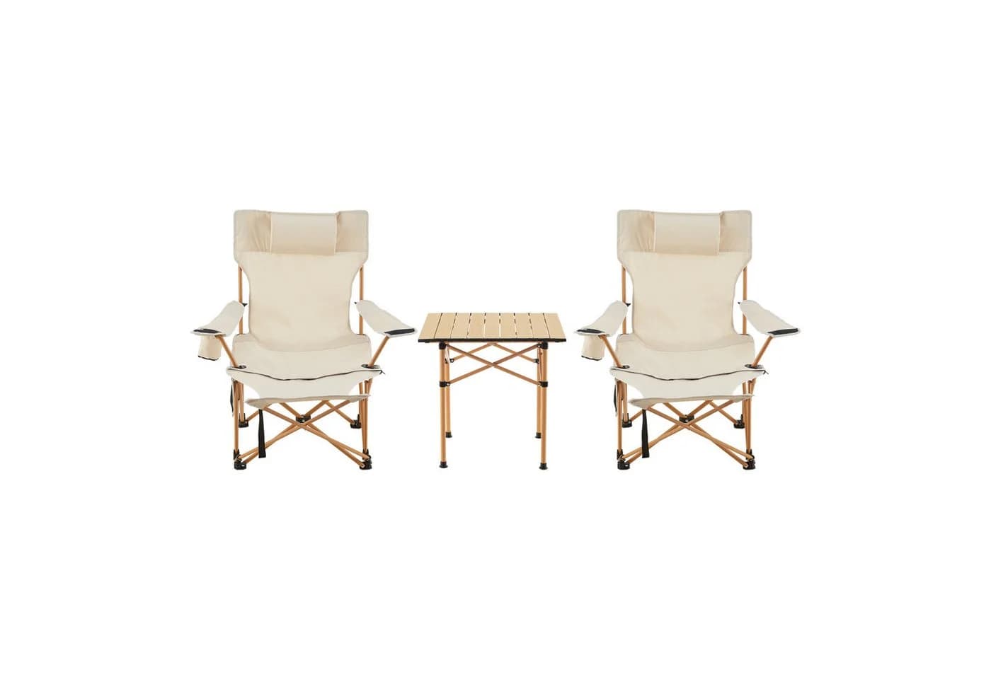 casa.pro Klappstuhl 3-tlg. Beige Textilgewebe mit Tisch - Bild 2