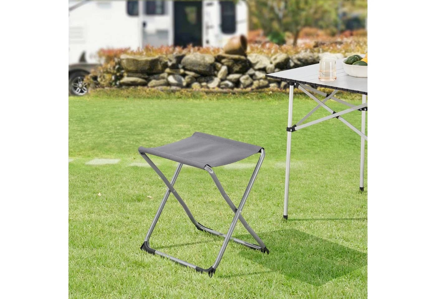 en.casa Campinghocker Barete 2-in-1 Grau Klappbar - Bild 3