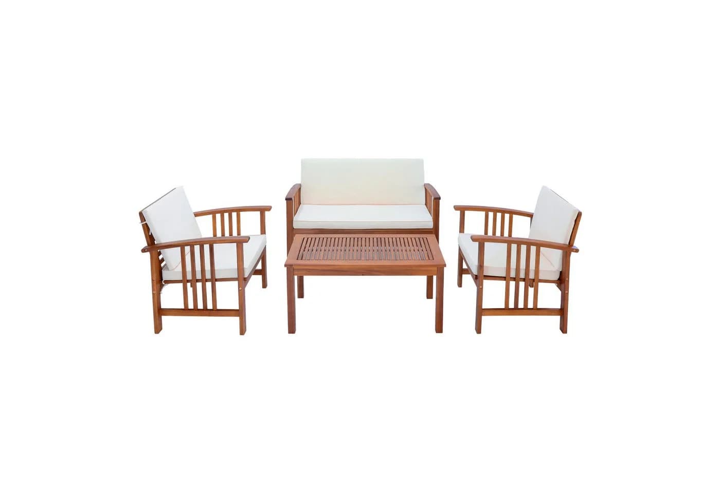 en.casa Gartenlounge-Set 4-tlg. Akazie Beige mit Kissen - Bild 3