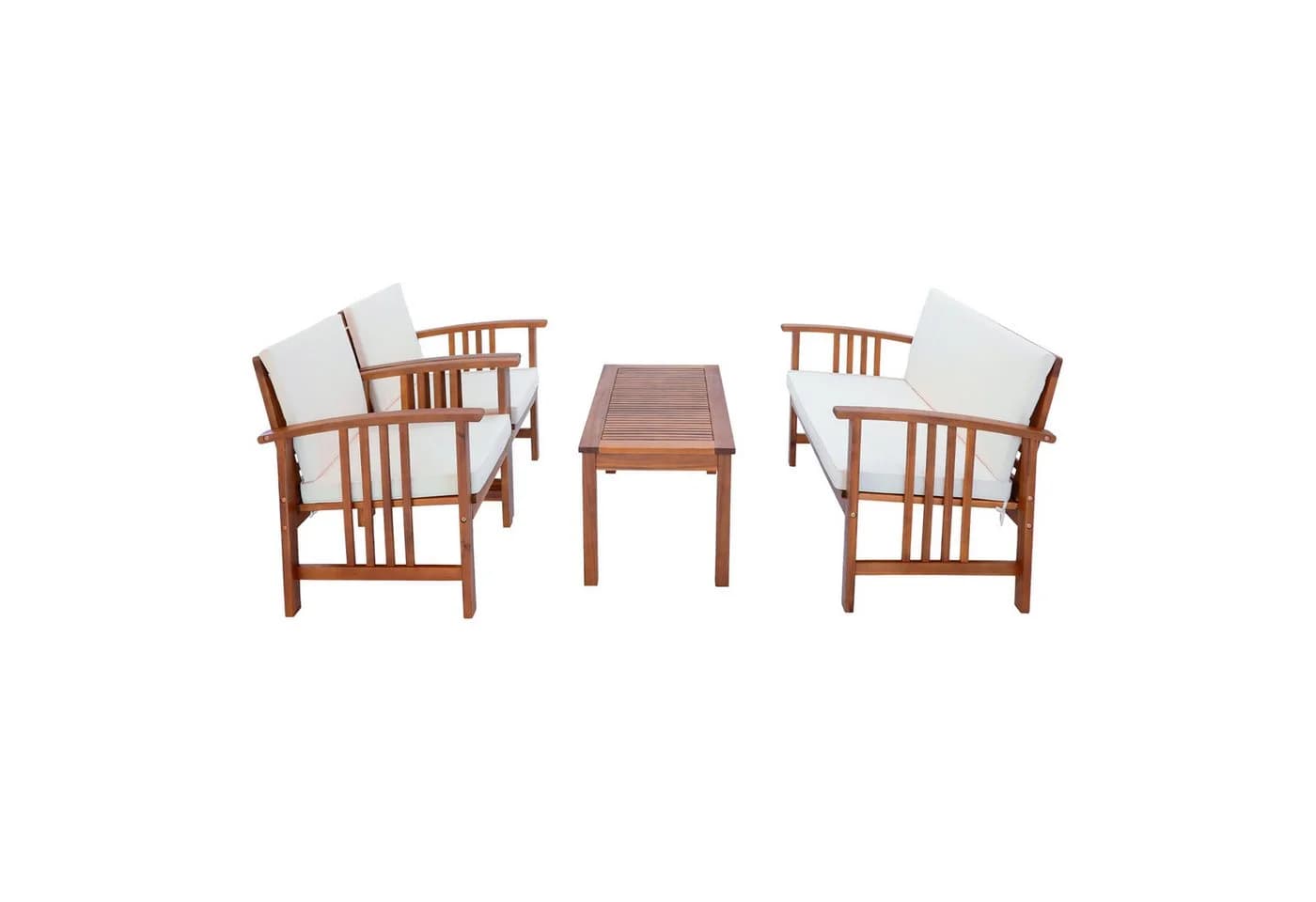 en.casa Gartenlounge-Set 4-tlg. Akazie Beige mit Kissen - Bild 5