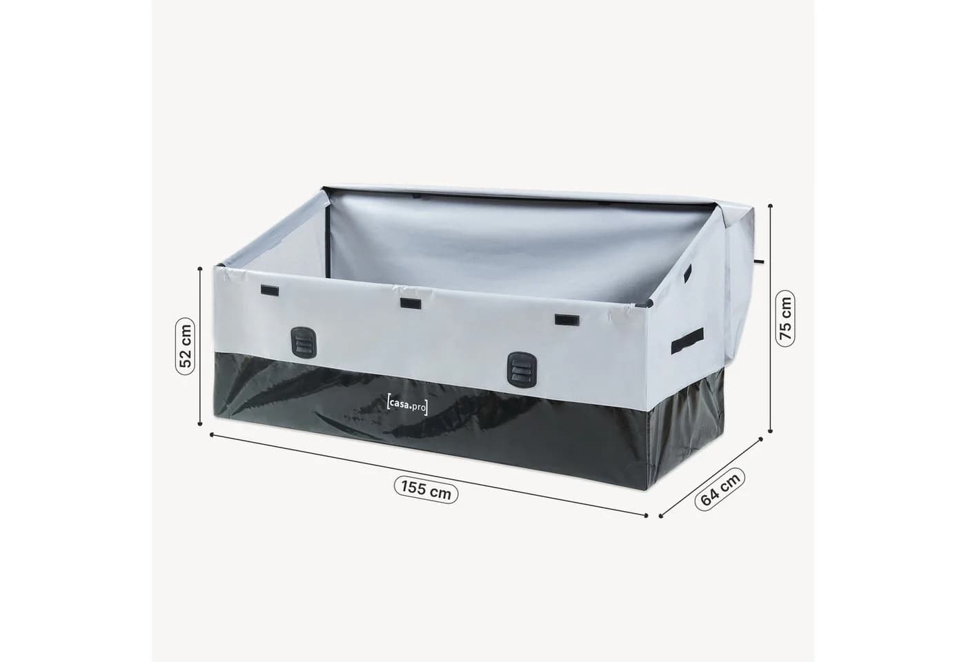 casa.pro Auflagenbox mit Plane Grau Schwarz Stahl - Bild 4