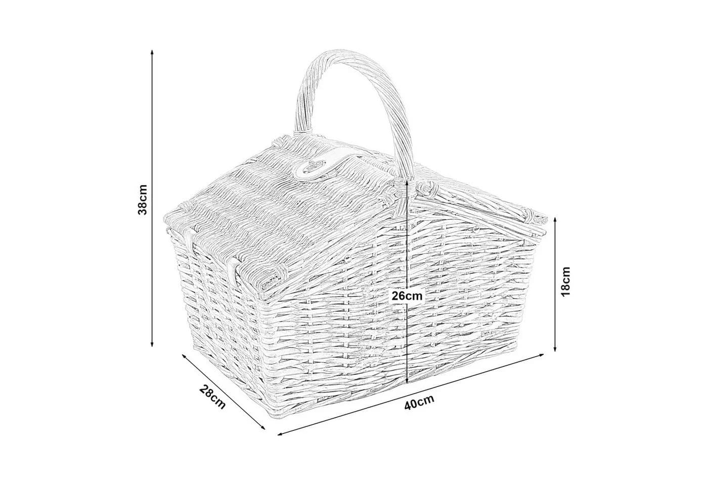 casa.pro Picknickkorb Weidenkorb für 2 Personen mit Geschirr und Besteck - Bild 4