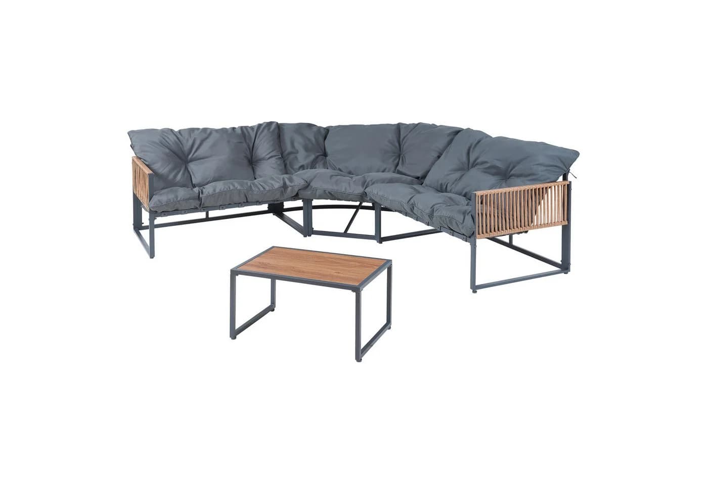 casa.pro Loungeset 4-tlg. Dunkelgrau mit Couchtisch