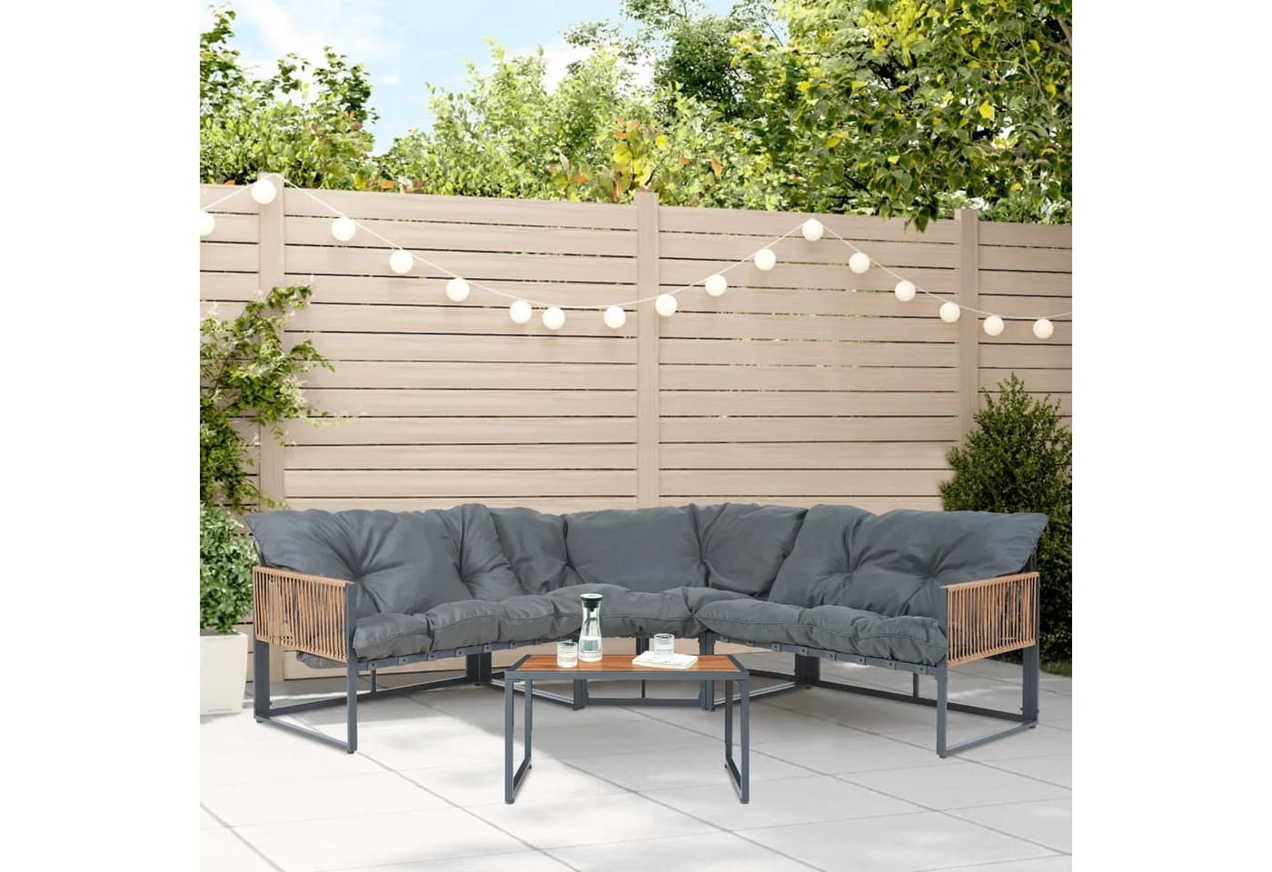 casa.pro Loungeset 4-tlg. Dunkelgrau mit Couchtisch - Bild 2