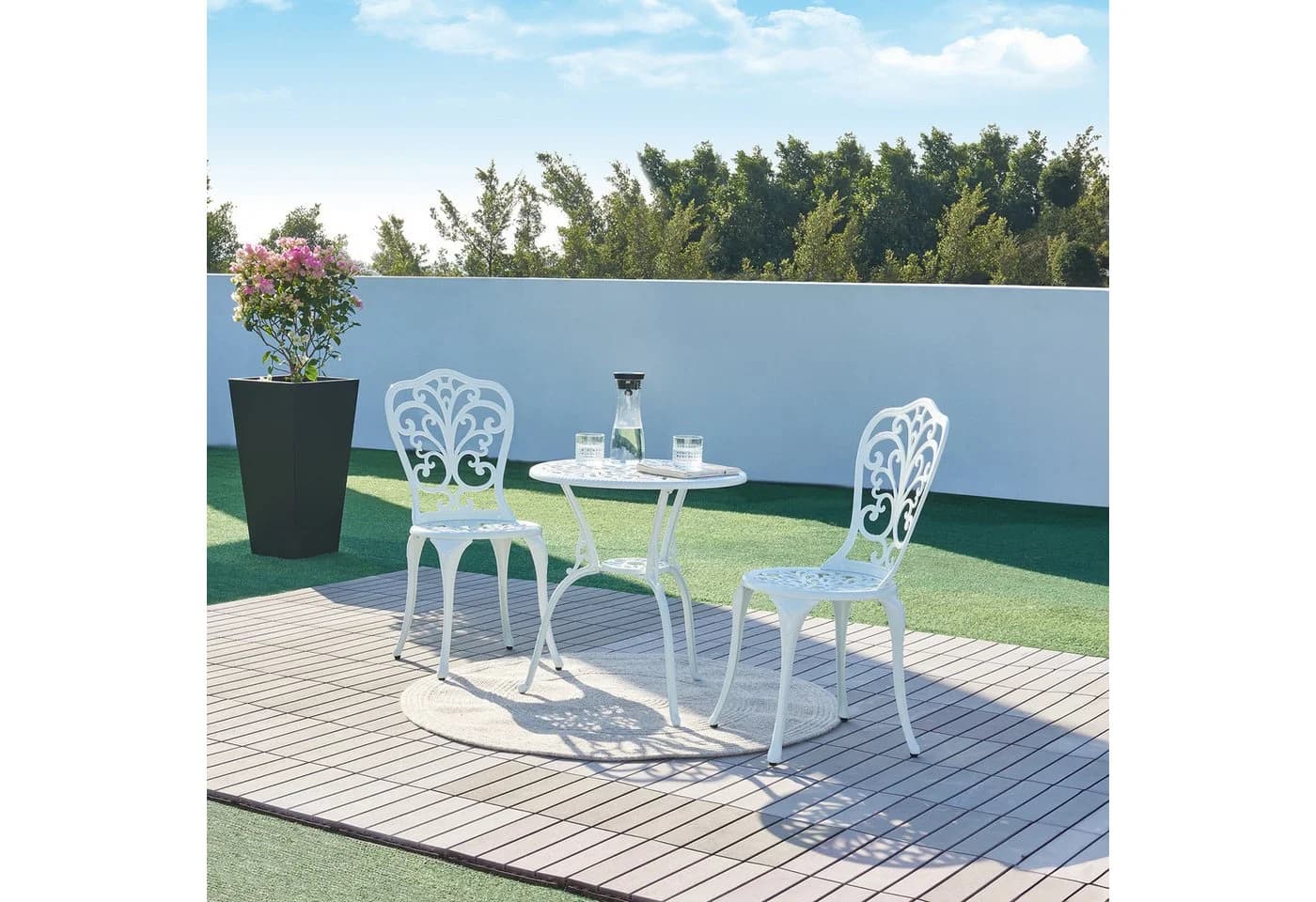 casa.pro Balkonset 3-tlg. Bistroset Aluminiumguss Weiß