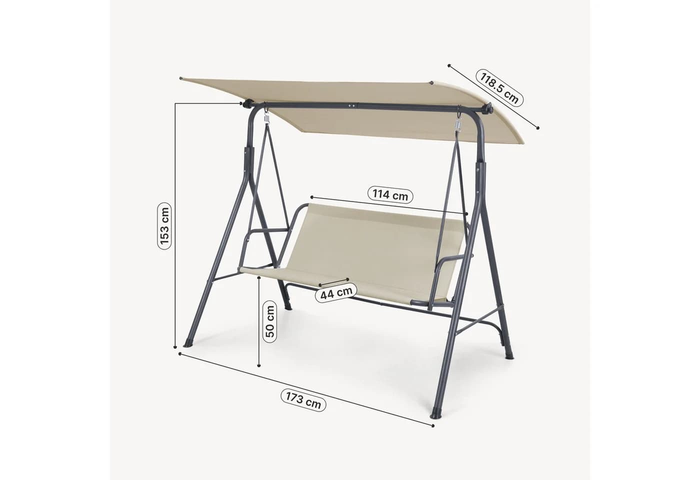 en.casa Hollywoodschaukel 3-Sitzer Grau/Beige - Bild 3