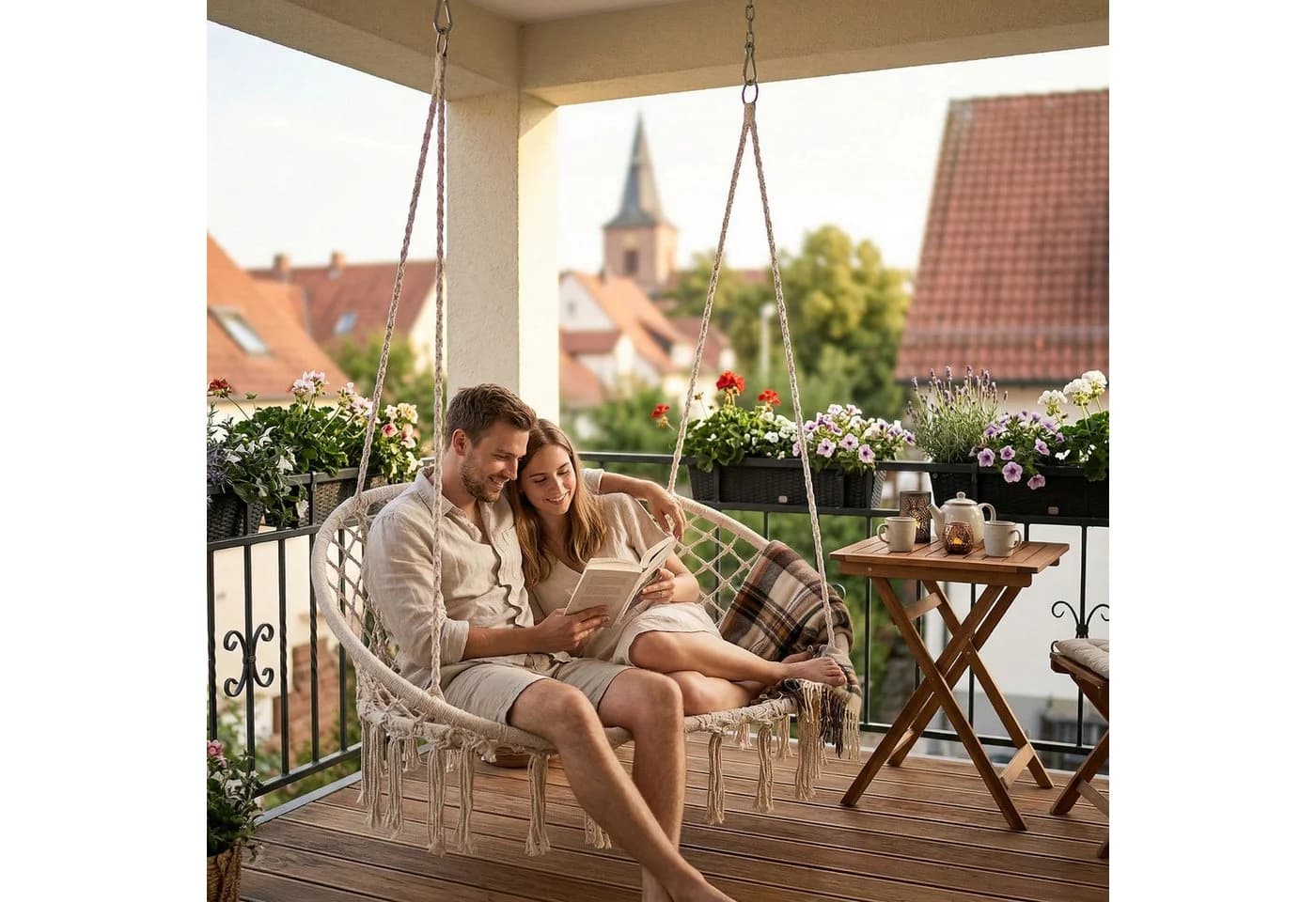 casa.pro Hängesessel Kailua 2-Sitzer Cremeweiß - Bild 5