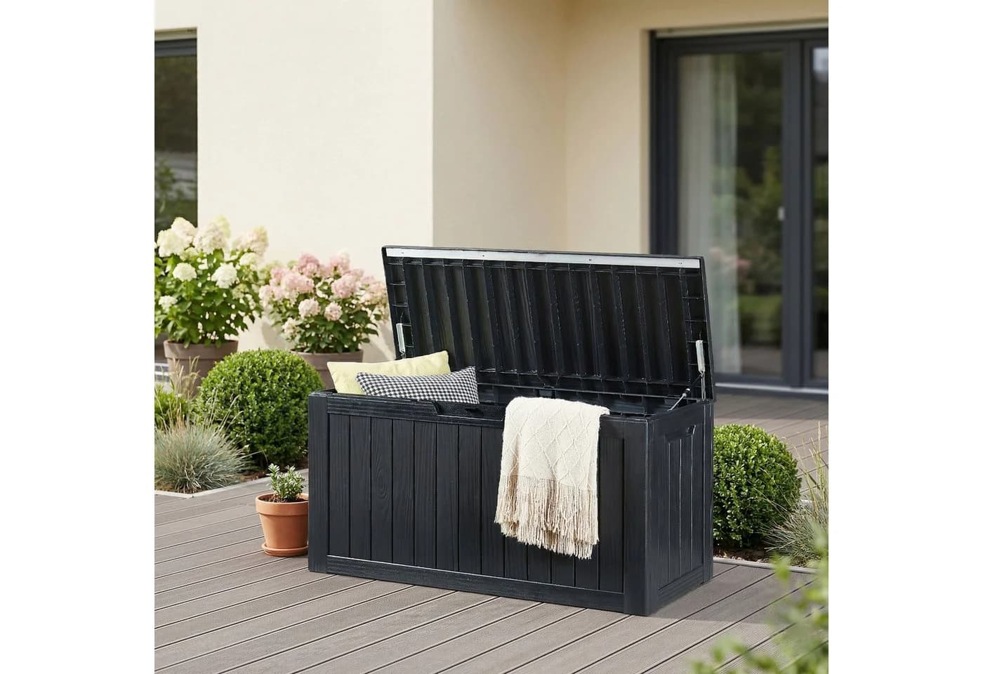 casa.pro Gartenbox Vades 300L abschließbar Schwarz Holzoptik - Bild 2