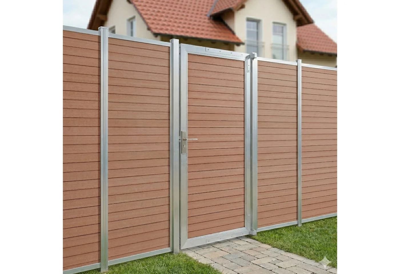 neu.holz Gartentor Segovia WPC Braun Aluminium - Bild 3