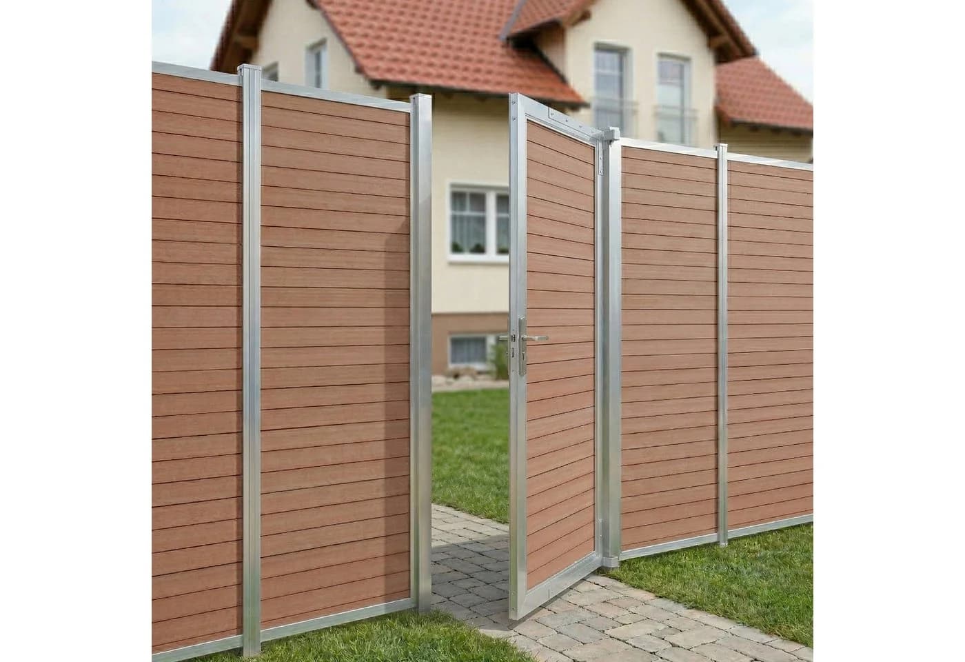neu.holz Gartentor Segovia WPC Braun Aluminium - Bild 4