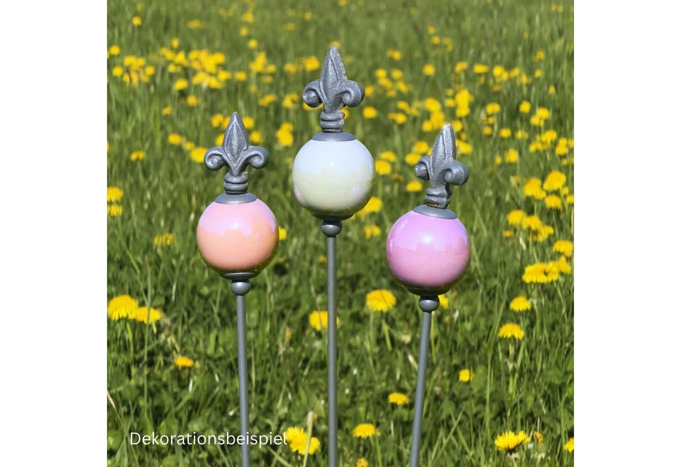 naninoa Gartenstecker Metall französische Lilie grau 80cm - Bild 3