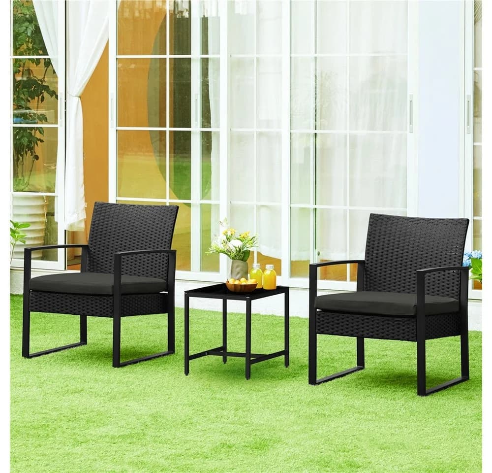 Yaheetech Balkonset 3-teilig Terrassenmöbel-Set Polyrattan