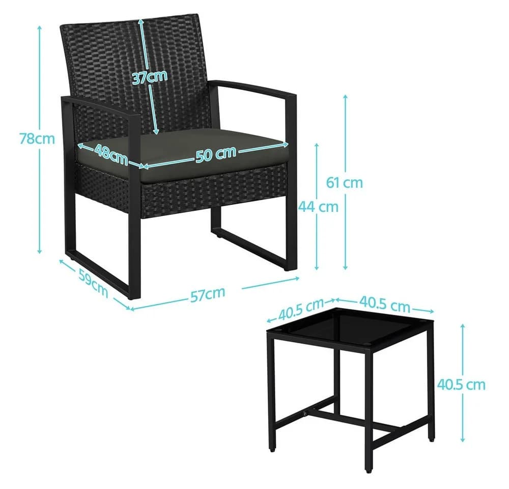 Yaheetech Balkonset 3-teilig Terrassenmöbel-Set Polyrattan - Bild 4