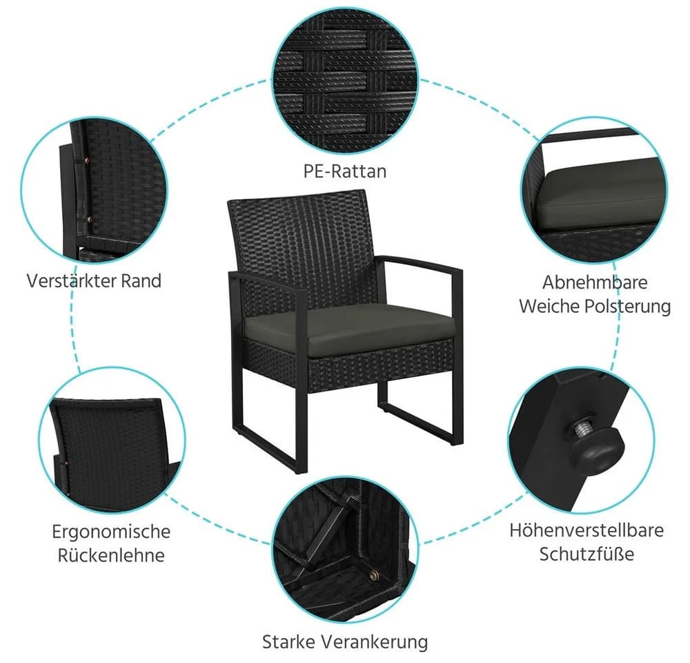 Yaheetech Balkonset 3-teilig Terrassenmöbel-Set Polyrattan - Bild 5