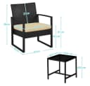 Yaheetech Balkonset 3-teilig Schwarz/Khaki Rattan-Optik mit Glasplatte Bild 4