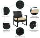 Yaheetech Balkonset 3-teilig Schwarz/Khaki Rattan-Optik mit Glasplatte Bild 5