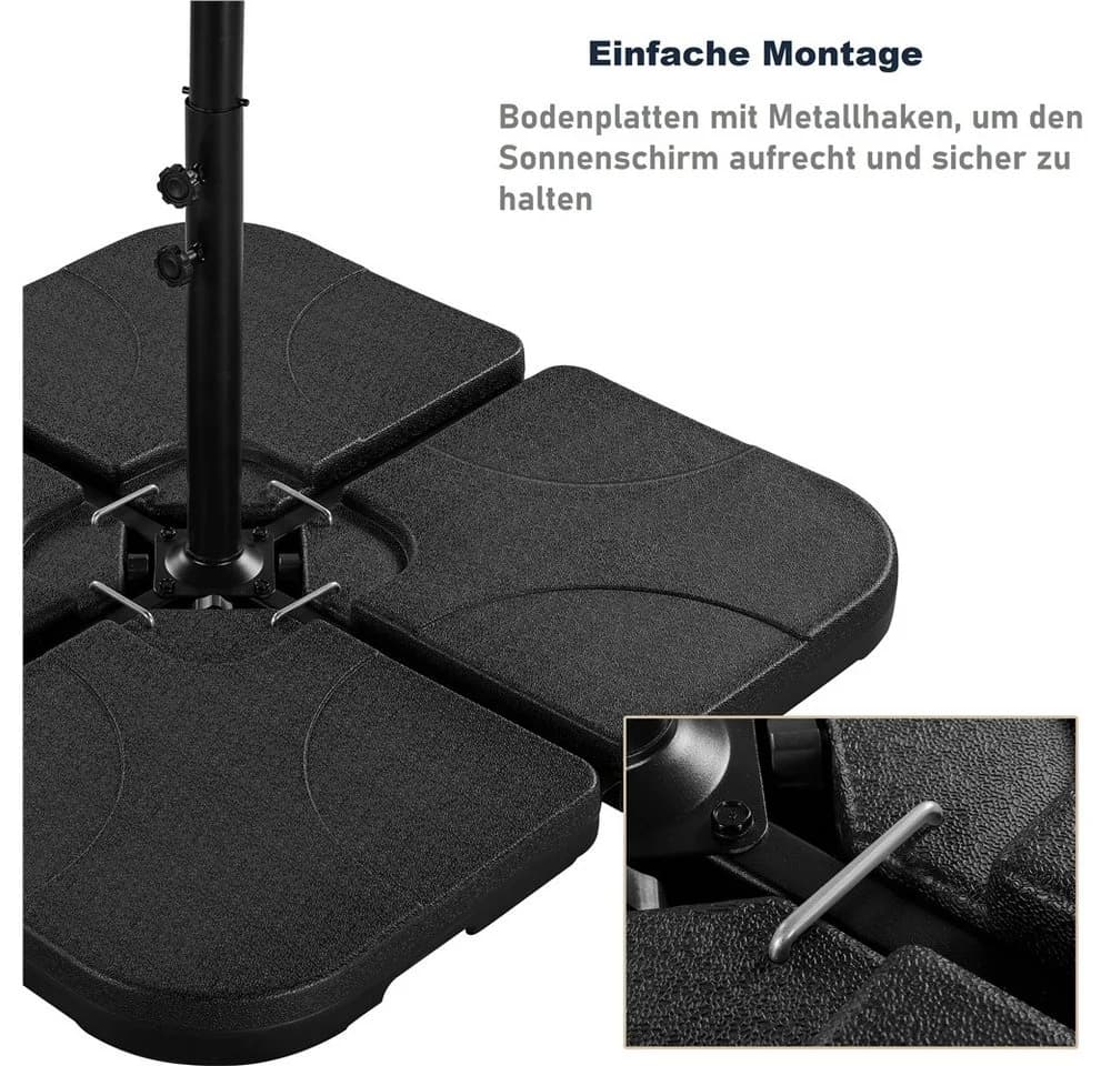 Yaheetech Sonnenschirmständer 4-Teilig Schwarz Befüllbar - Bild 5
