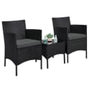 Yaheetech Balkonset 3-tlg. Gartenmöbel-Set inkl. 2 Stühle mit Sitzkissen & Tisch Schwarz/Grau Bild 1