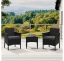 Yaheetech Balkonset 3-tlg. Gartenmöbel-Set inkl. 2 Stühle mit Sitzkissen & Tisch Schwarz/Grau Bild 3
