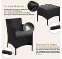 Yaheetech Balkonset 3-tlg. Gartenmöbel-Set inkl. 2 Stühle mit Sitzkissen & Tisch Schwarz/Grau Bild 5