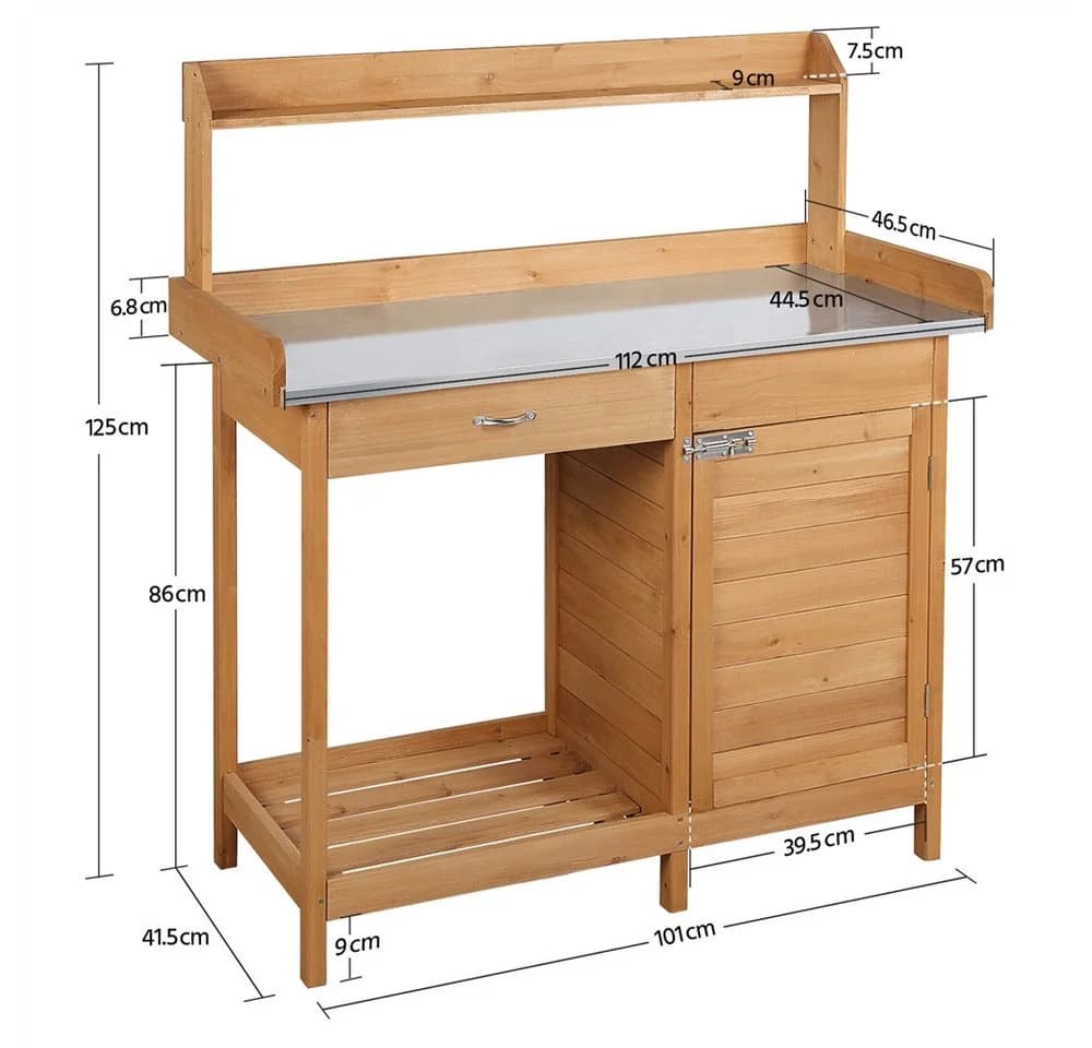 Yaheetech Pflanztisch Garten mit Schubladen & Unterschrank Holz - Bild 4