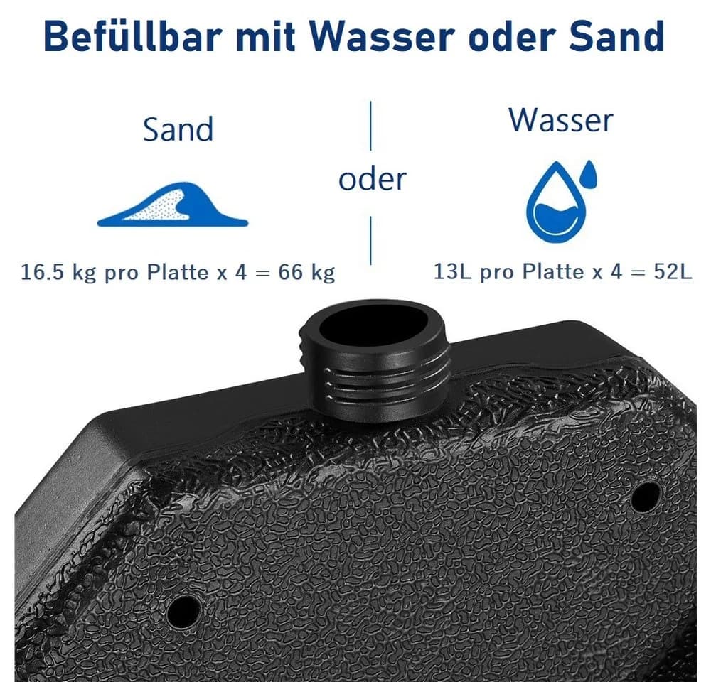 Yaheetech Schirmständer 4-teilig Sonnenschirmhalter Faltbar Schwarz - Bild 5
