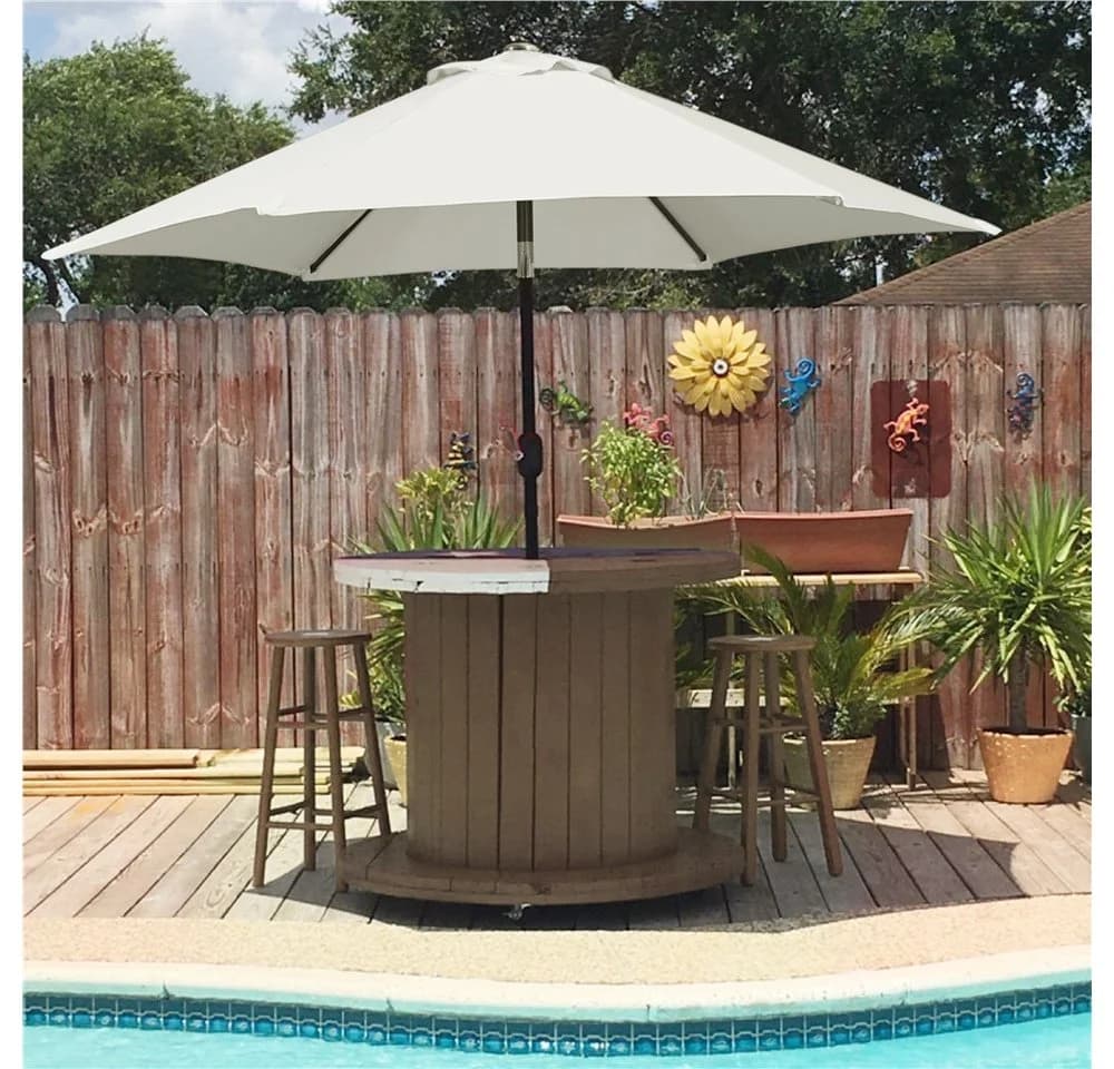 Yaheetech Sonnenschirm 223-327 cm Cremeweiß