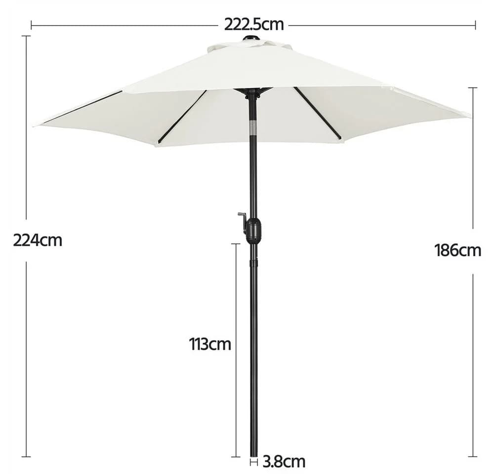 Yaheetech Sonnenschirm 223-327 cm Cremeweiß - Bild 4
