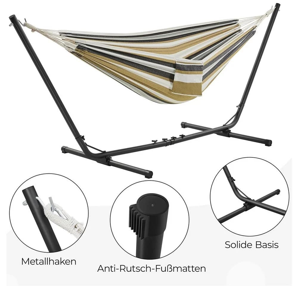 Yaheetech Hängematte mit Gestell, 205 kg belastbar, verstellbar, Polyester - Bild 4