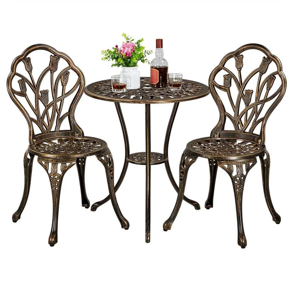 Yaheetech Balkonset 3-teilig Metall Retro-Blumenmuster - Bild 2