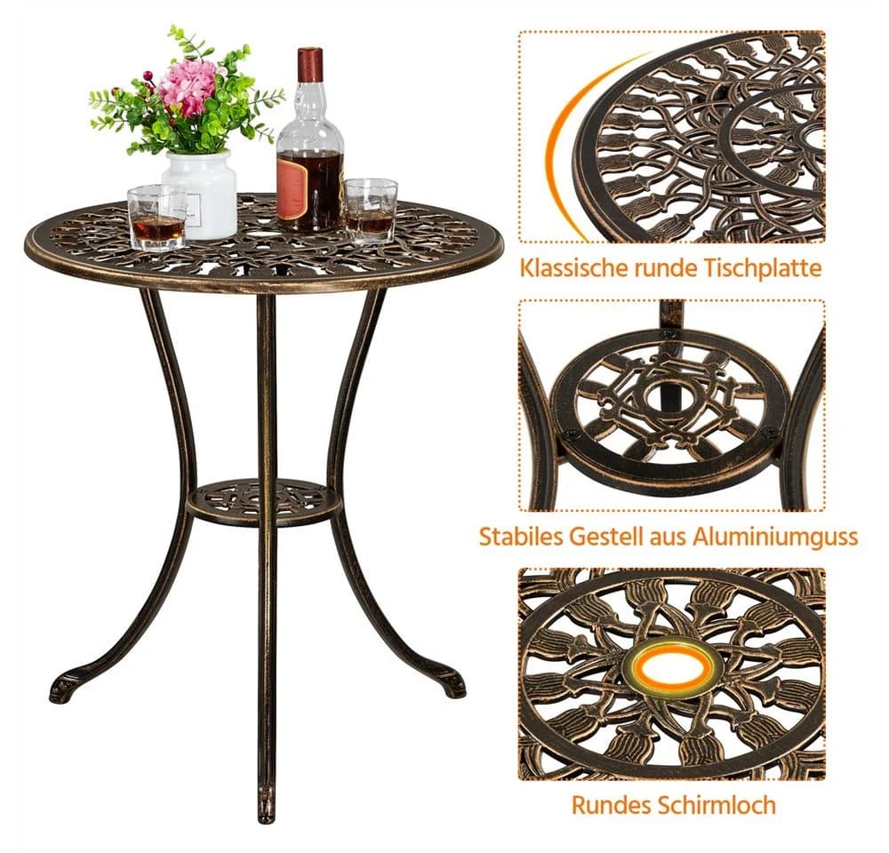 Yaheetech Balkonset 3-teilig Metall Retro-Blumenmuster - Bild 5