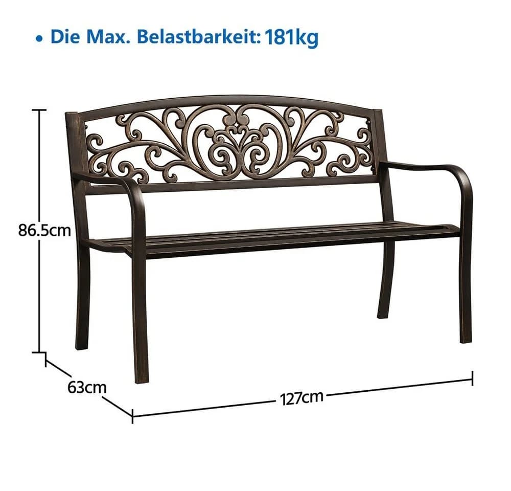 Yaheetech Gartenbank 3-Sitzer Wetterfest Bronze - Bild 5