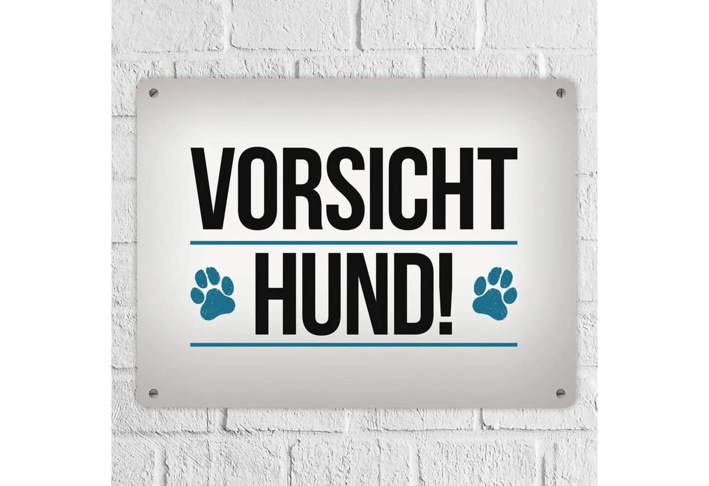 speecheese Metallschild XL „Vorsicht Hund!“ Aluminium