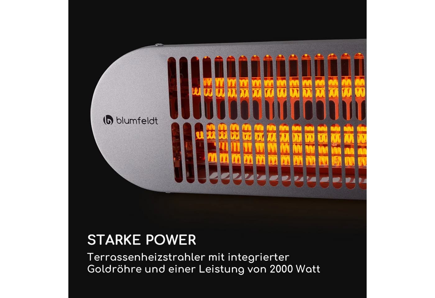 blumfeldt Terrassenstrahler Gold Bar 2000 Swing Infrarot Heizstrahler - Bild 5